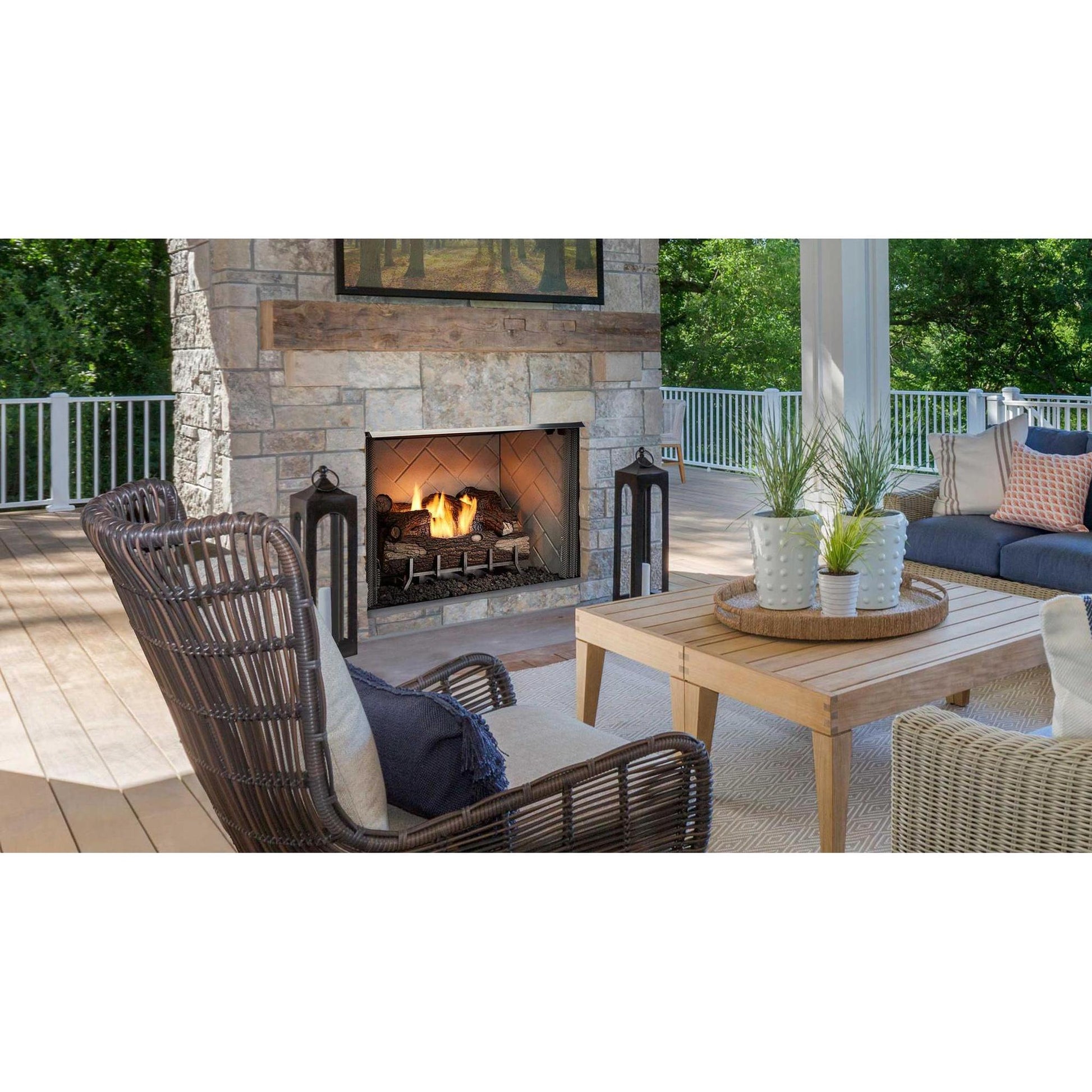 Majestic Vesper 36" Traditional Outdoor Vent-Free Gas Fireplace With Traditional Stacked Refractory