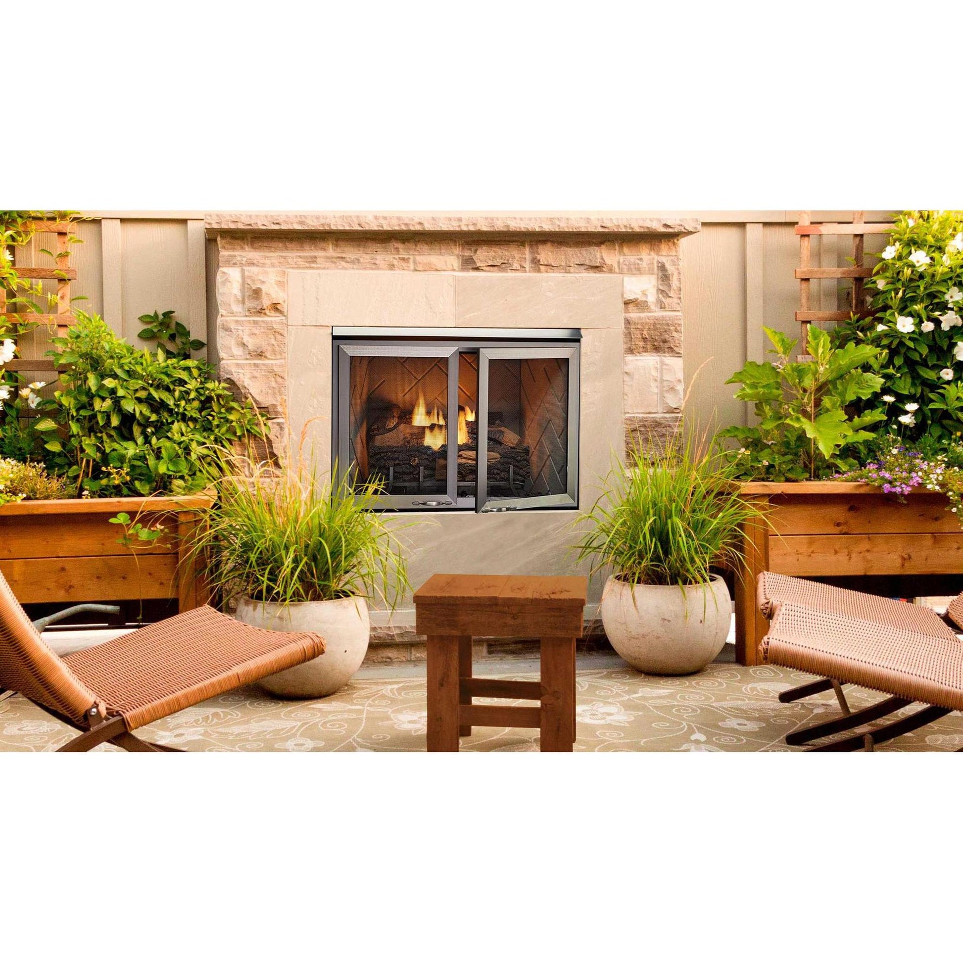 Majestic Vesper 36" Traditional Outdoor Vent-Free Gas Fireplace With Traditional Stacked Refractory