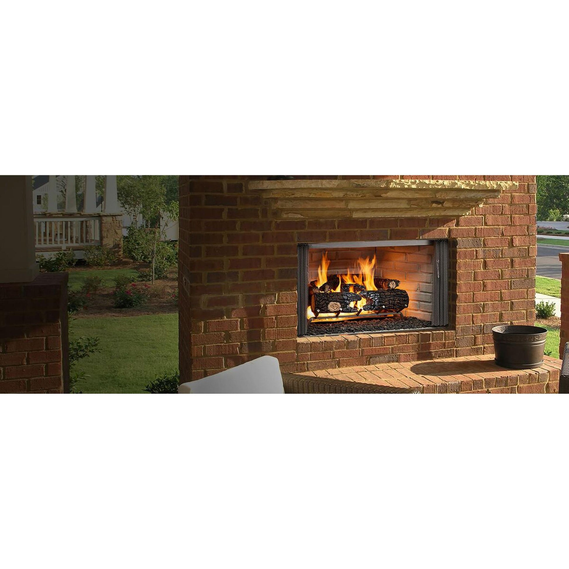 Majestic Villawood 36" Traditional Outdoor Wood Burning Fireplace With Traditional Refractory