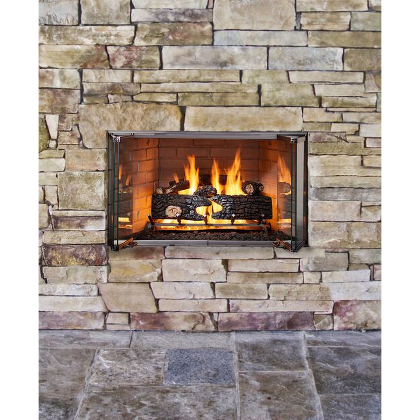 Majestic Villawood 36" Traditional Outdoor Wood Burning Fireplace With Traditional Refractory