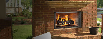 Majestic Villawood 42" Traditional Outdoor Wood Burning Fireplace With Herringbone Refractory