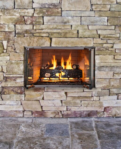 Majestic Villawood 42" Traditional Outdoor Wood Burning Fireplace With Herringbone Refractory