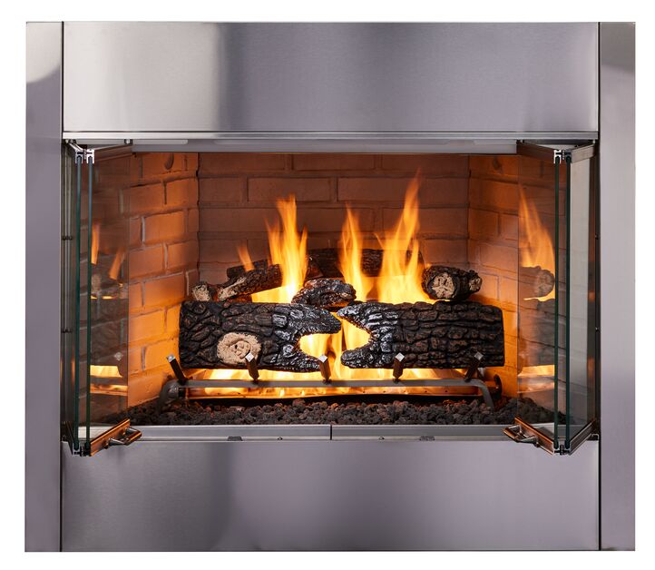 Majestic Villawood 42" Traditional Outdoor Wood Burning Fireplace With Herringbone Refractory