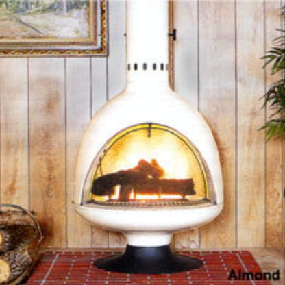 Malm Fire Drum 3 32" Forest Green Freestanding Wood Burning Fireplace With Screen
