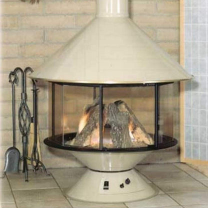 Malm Imperial Carousel 42" Freestanding Propane Gas Fireplace With Remote Control, RAL 1023 38/20023 Powder Coat Top and Matte Black Base