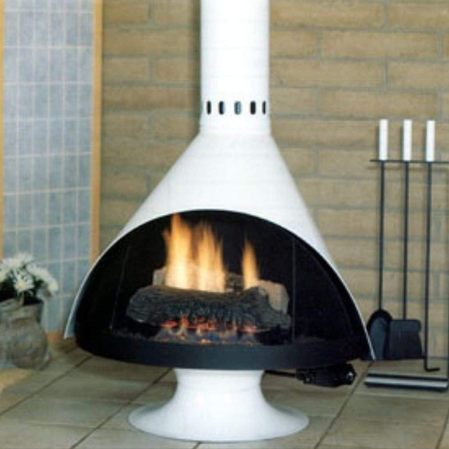 Malm Zircon 34" Freestanding B-Vent Natural Gas Fireplace With RAL 8019 49/65490 Powder Coat Top and Matte Black Base