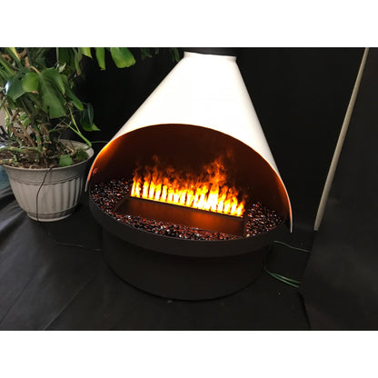 Malm Zircon 34" Freestanding Electric Aquafire Fireplace With Remote Control, RAL 2010 49/24520 Powder Coat Top and Matte Black Base