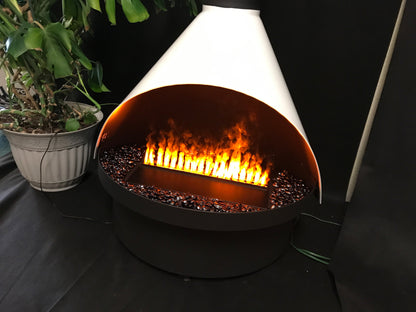 Malm Zircon 34" Freestanding Electric Aquafire Fireplace With Remote Control and RAL 3003 49/31100 Powder Coat Top and Base