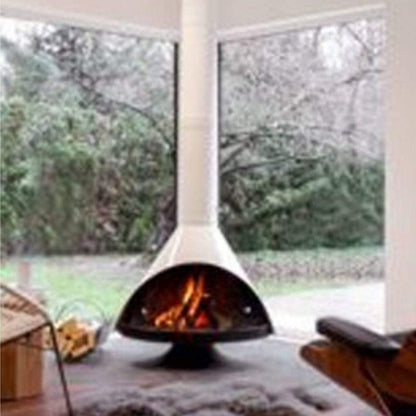 Malm Zircon 34" Freestanding Electric Fireplace With Remote Control, RAL 3011 49/31090 Powder Coat Top and Matte Black Base