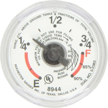 Manchester Tank 3/4" Propane Tank Snap-On Dial Gauge Liquid Level Monitor Panel Accessory