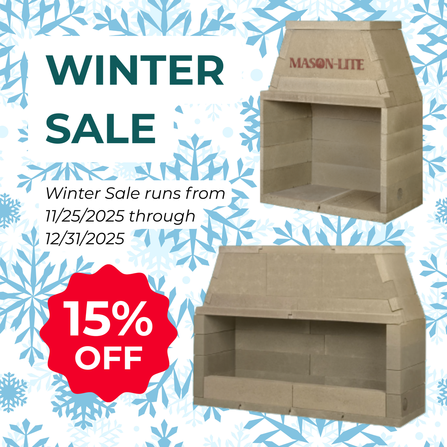 Mason-Lite 24" Linear Vent Free Gas Fireplace With Burner Through