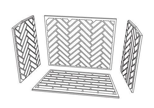 Mason-Lite 8" Cream Extended Split Herringbone Brick Panels for 43" FP See-Through Fireboxes With Height Kit