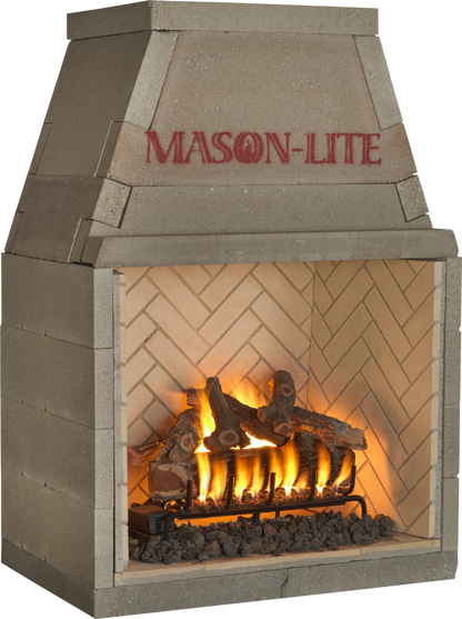 Mason-Lite 8" Gold Extended Split Herringbone Brick Panels for 33" FP Fireboxes With Height Kit
