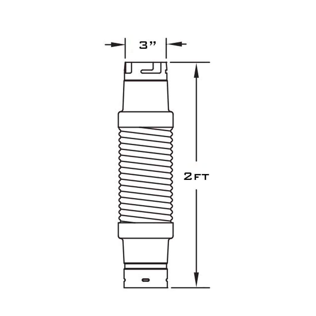 Metal-Fab 3" x 2ft Type B-Vent Double Wall B-Flex Flexible Pipe Length