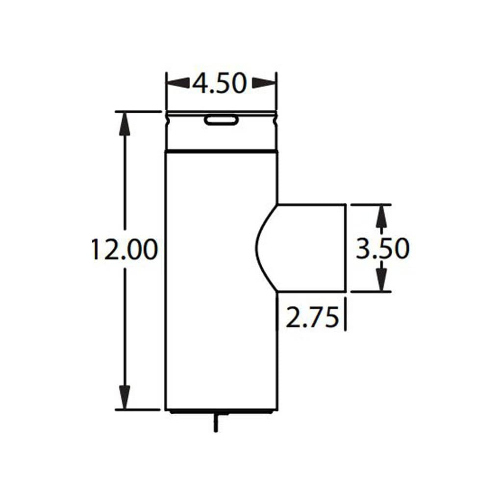 Metal-Fab 4"-3" Diameter Premium Biomass Reduced Tap Tee With Pull-Off Cap