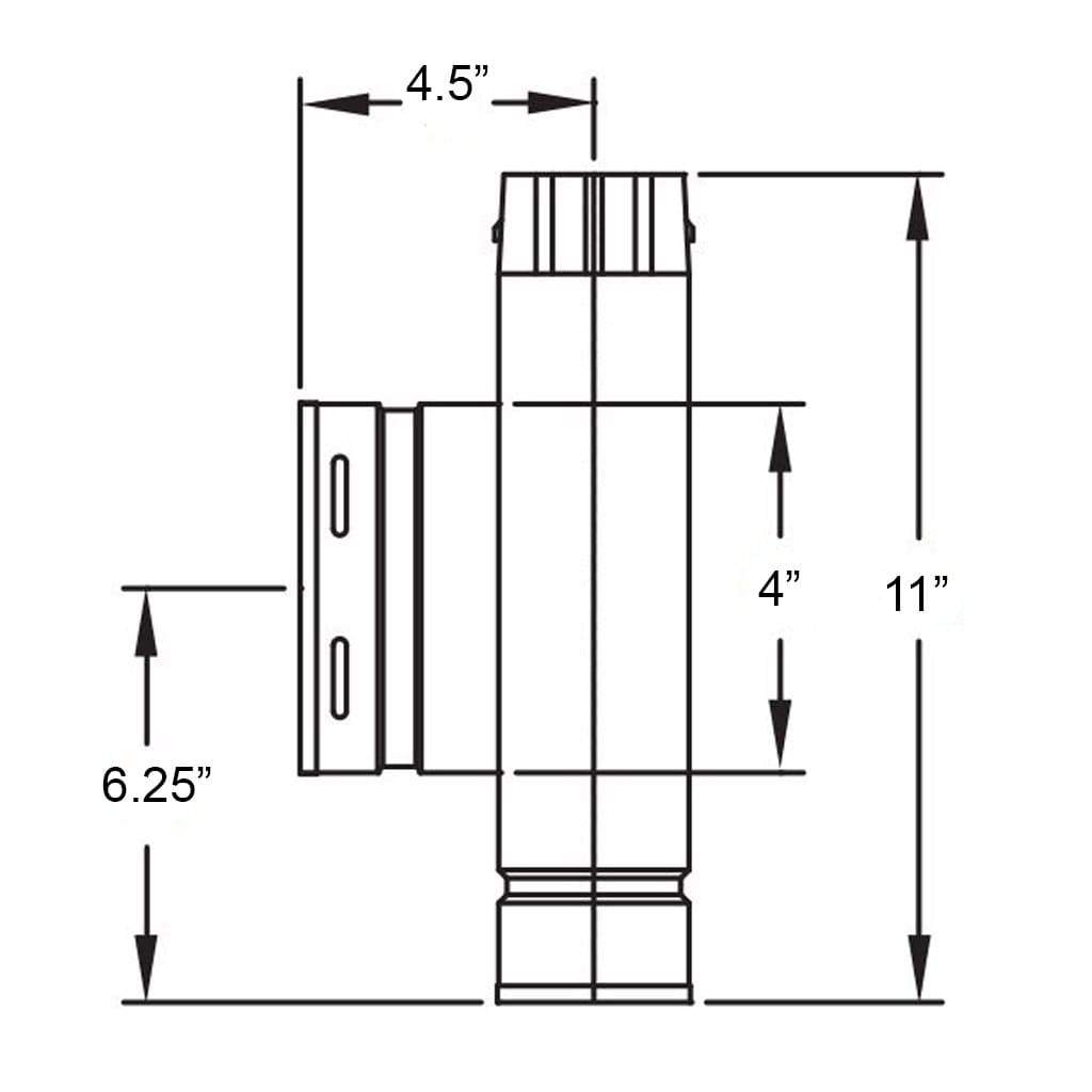 Metal-Fab 4" Diameter Type B-Vent Oval Standard Tee