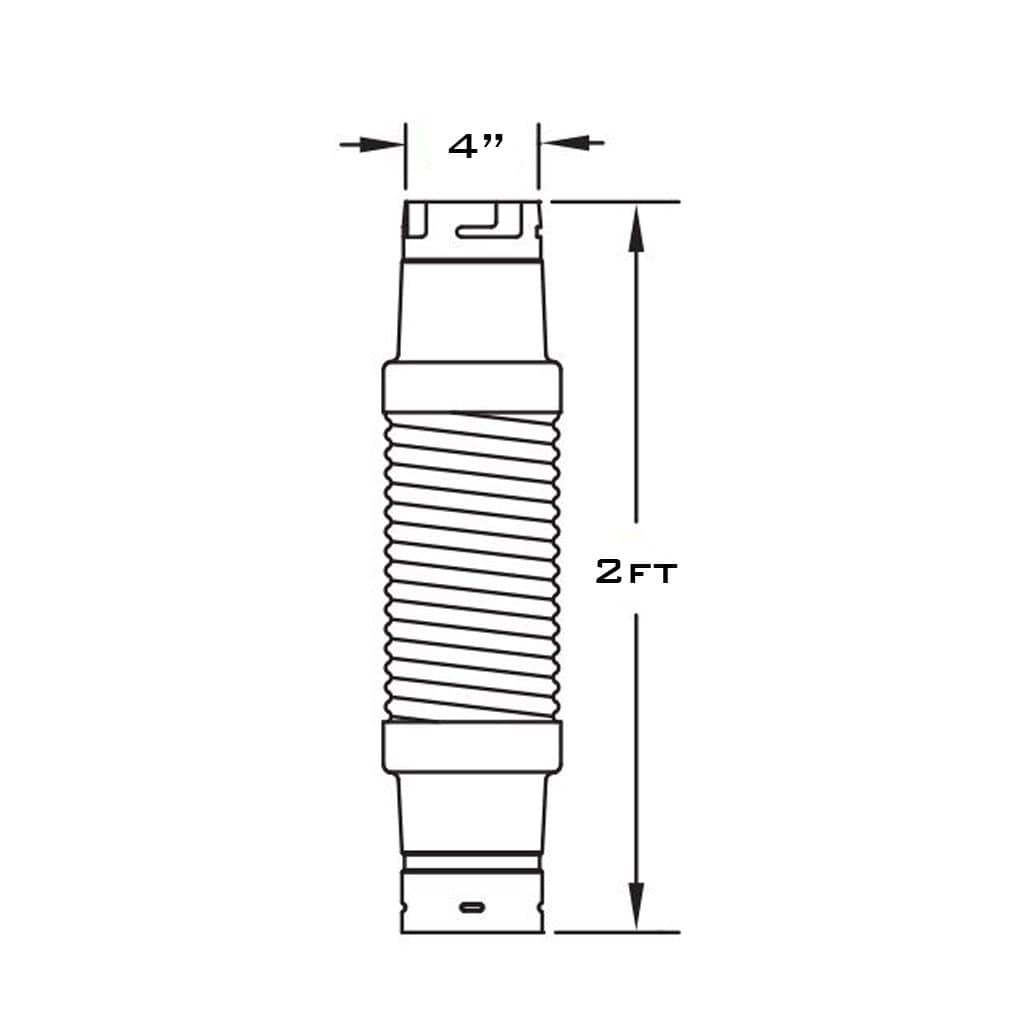 Metal-Fab 4" x 2ft Type B-Vent Double Wall B-Flex Flexible Pipe Length