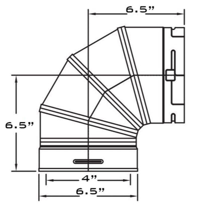 Metal-Fab 5" Inner Diameter 90 Degree Direct Vent Adapter