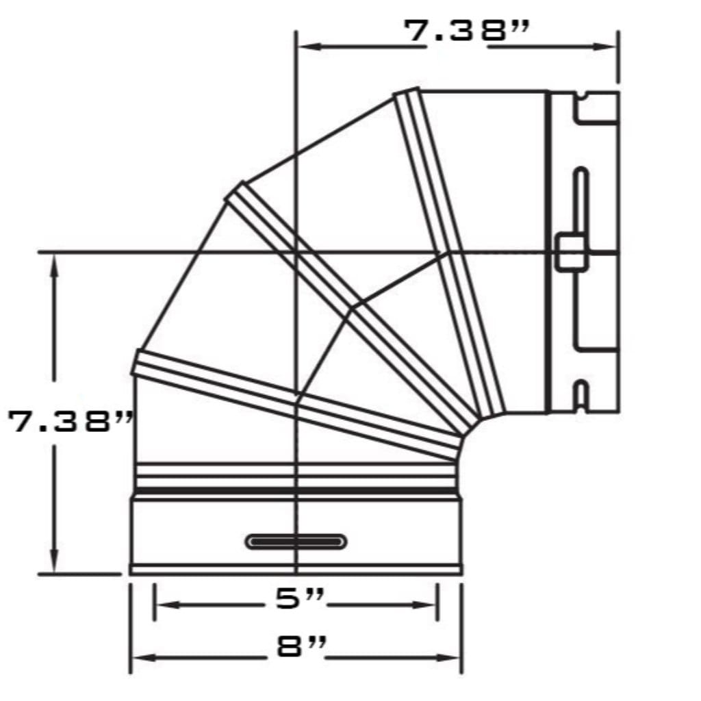 Metal-Fab 5" Inner Diameter 90 Degree Direct Vent Adapter