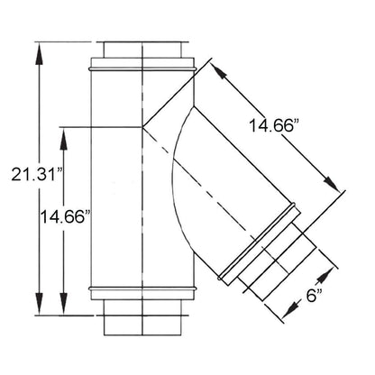 Metal-Fab 6" Diameter 45 Degree Angle Corr/Guard Aluminum Tee