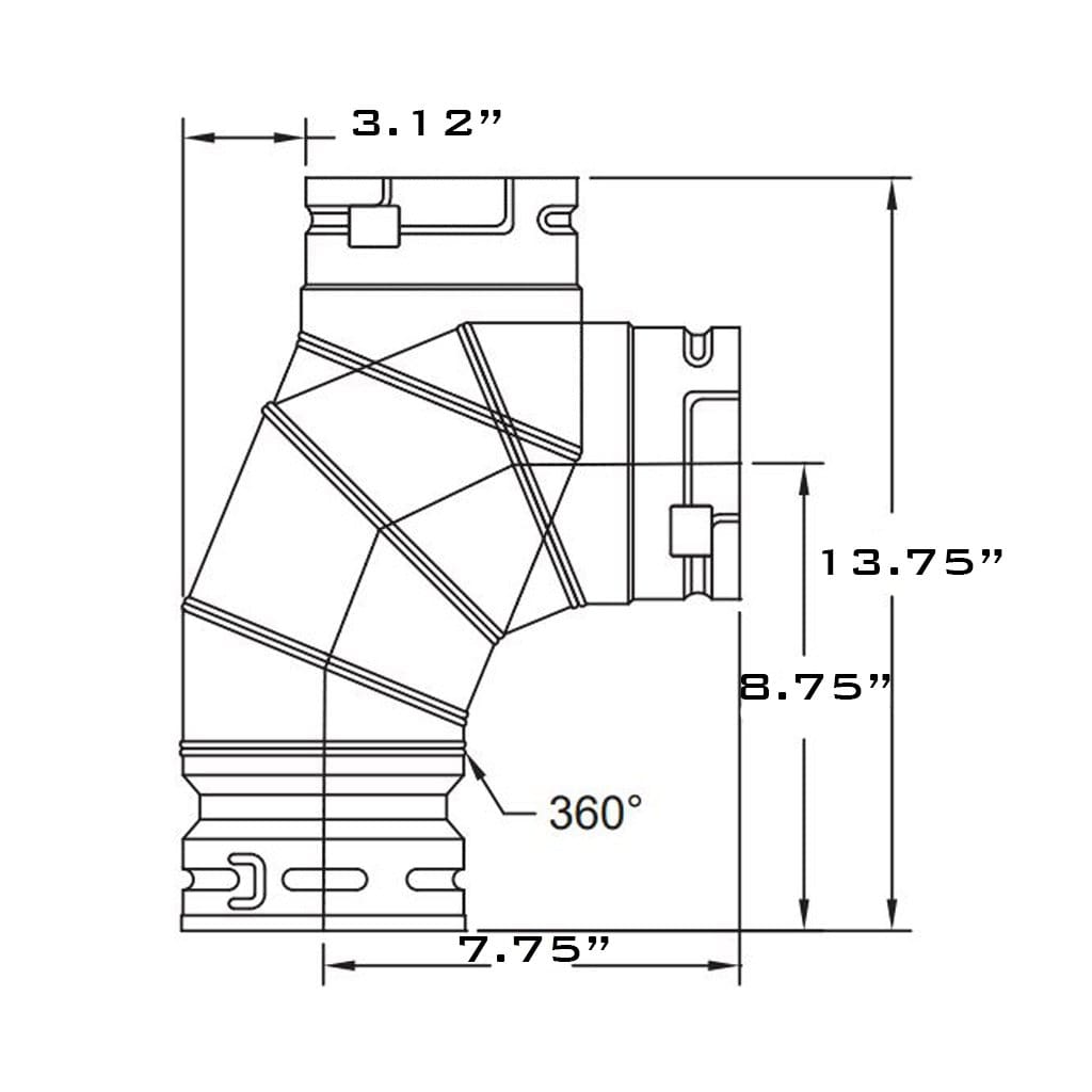 Metal-Fab 7" Diameter Type B-Vent 90 Degree Adjustable Elbow