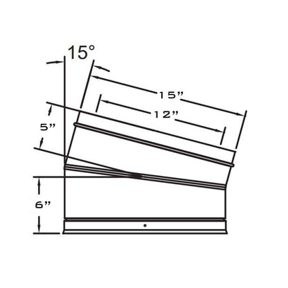 Metal-Fab Air-Cooled Temp/Guard 12" x 15 Degree Aluminized Elbow