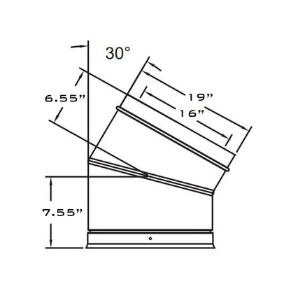 Metal-Fab Air-Cooled Temp/Guard 16" x 30 Degree Aluminized Elbow