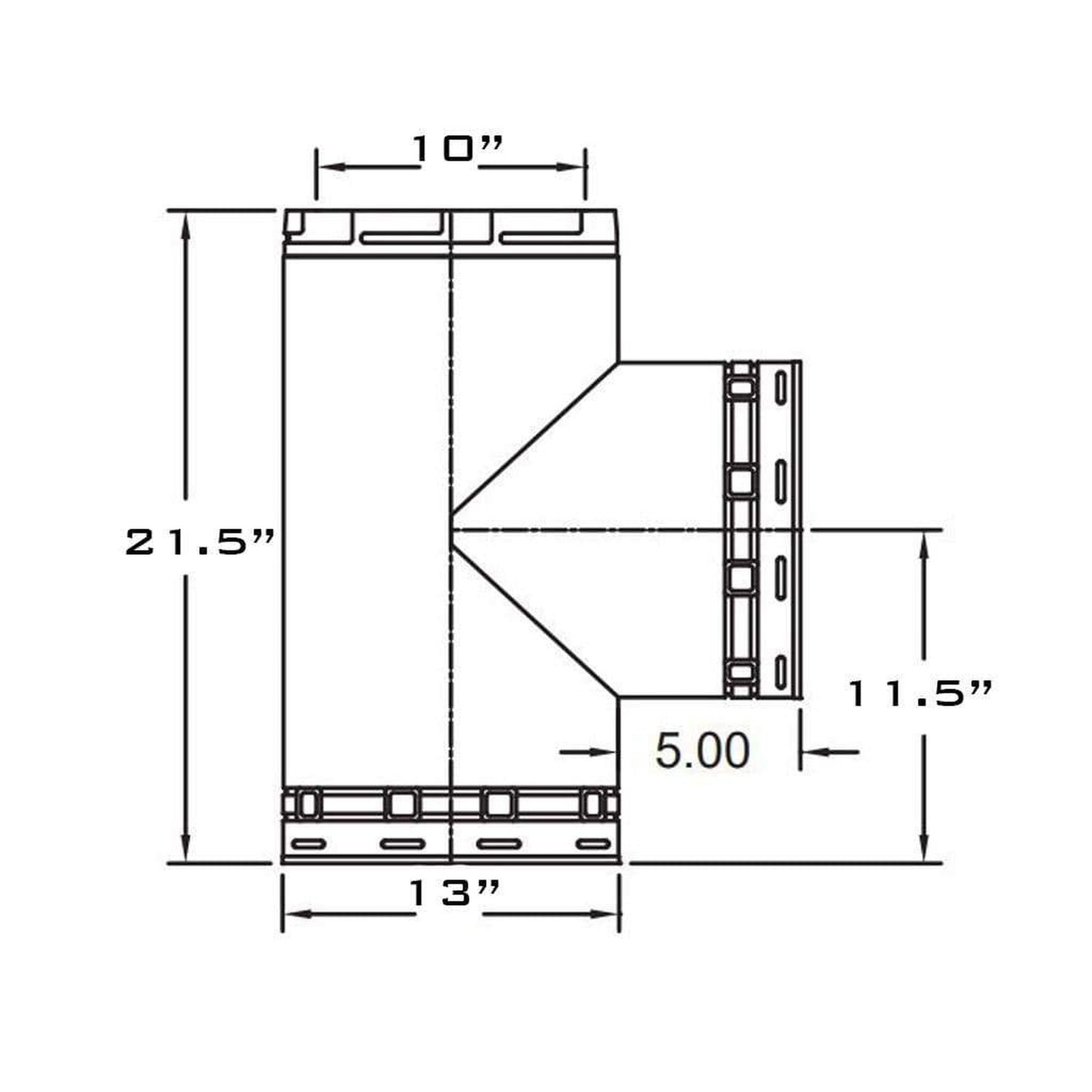 Metal-Fab All-Fuel Temp/Guard 10" x 21" Galvanized Insulated Tee With Tee Cap