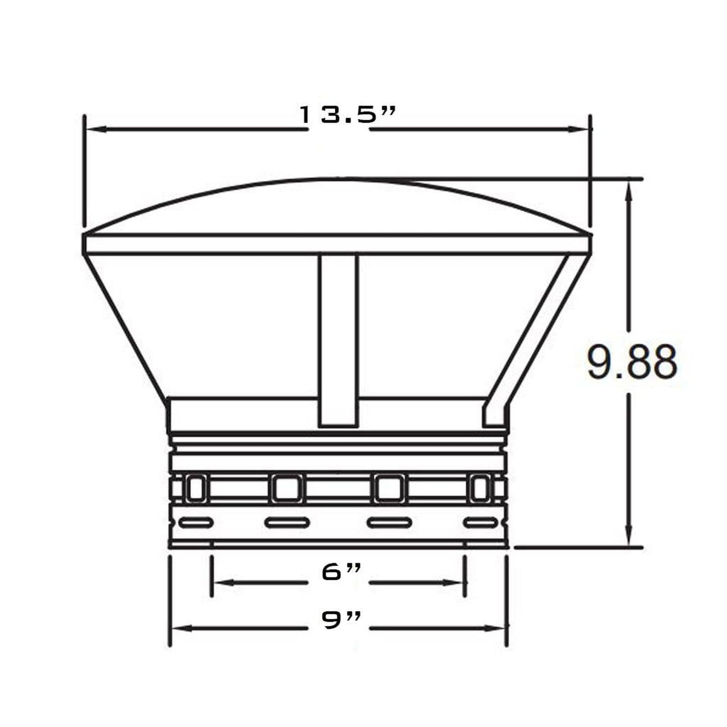 Metal-Fab All-Fuel Temp/Guard 6" x 13" Stainless Rain Cap