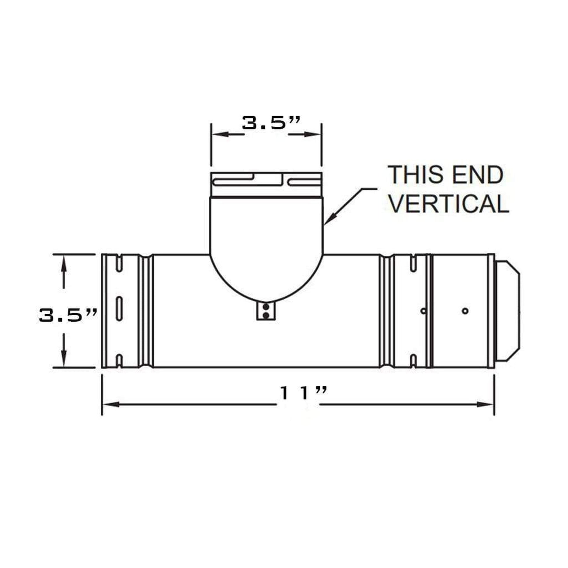 Metal-Fab Biomass Chimney 3" Black Horizontal Cleanout Tee With Tee Cap