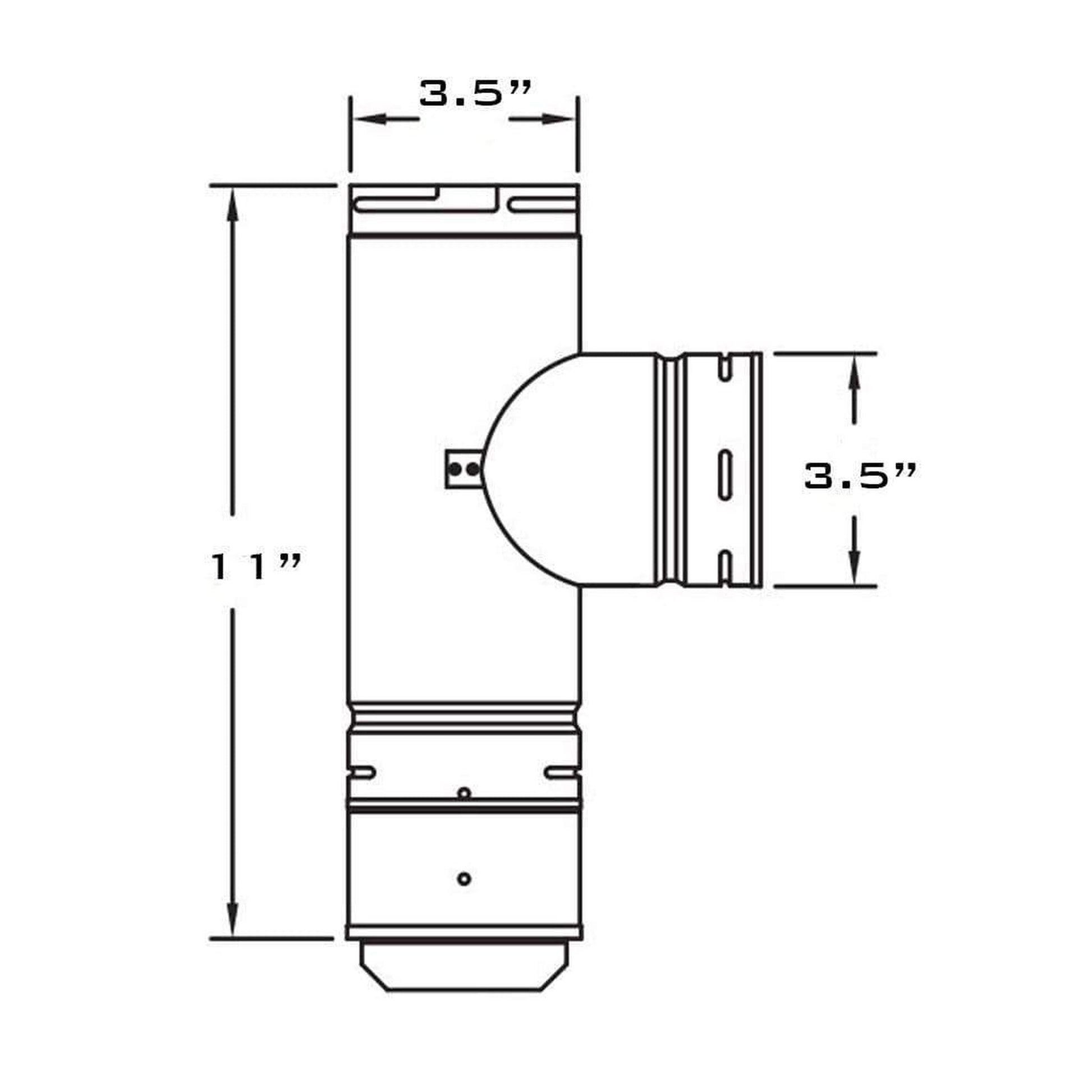 Metal-Fab Biomass Chimney 3" Black Vertical Cleanout Tee With Tee Cap