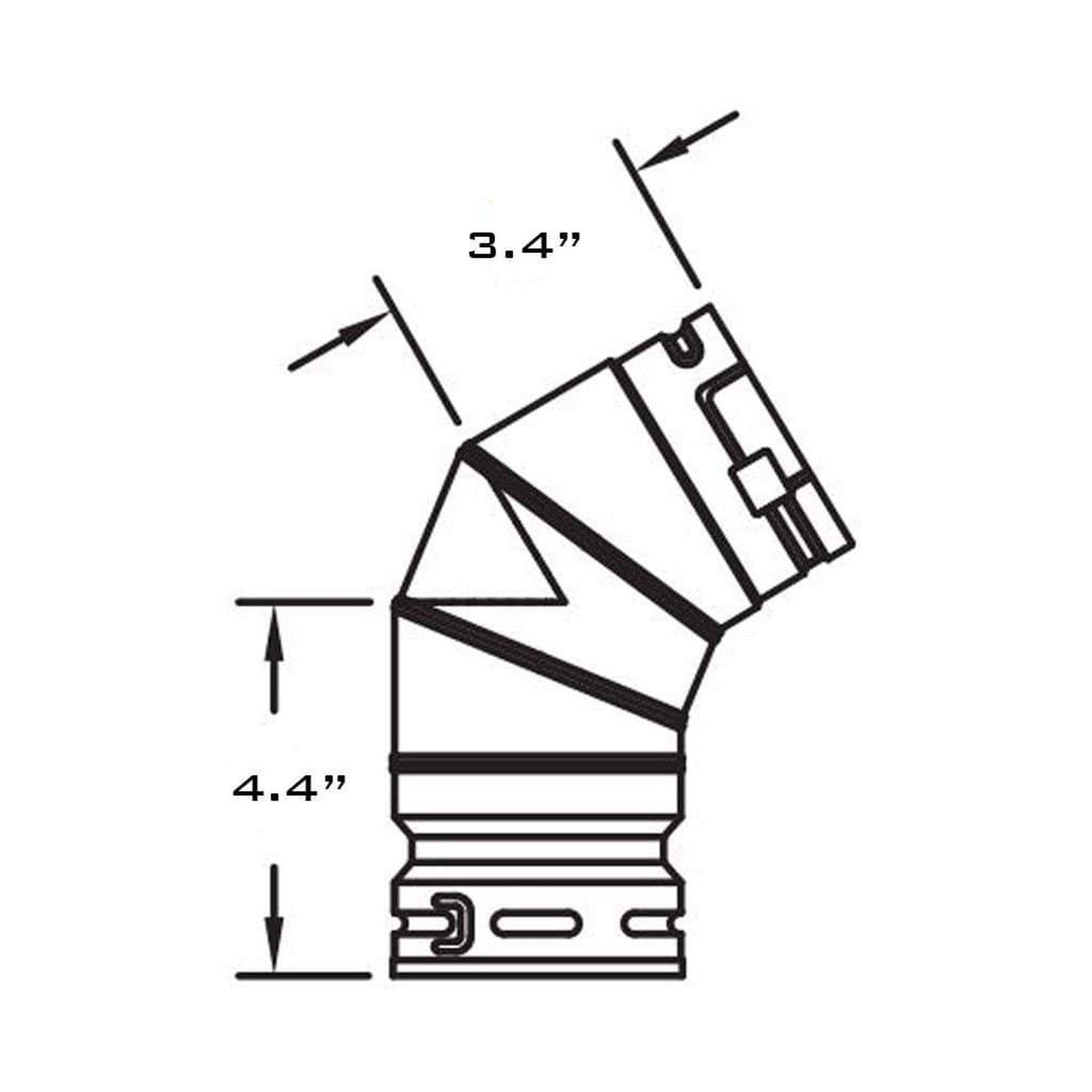 Metal-Fab Biomass Chimney 3" x 45 Degree Black Elbow Pipe