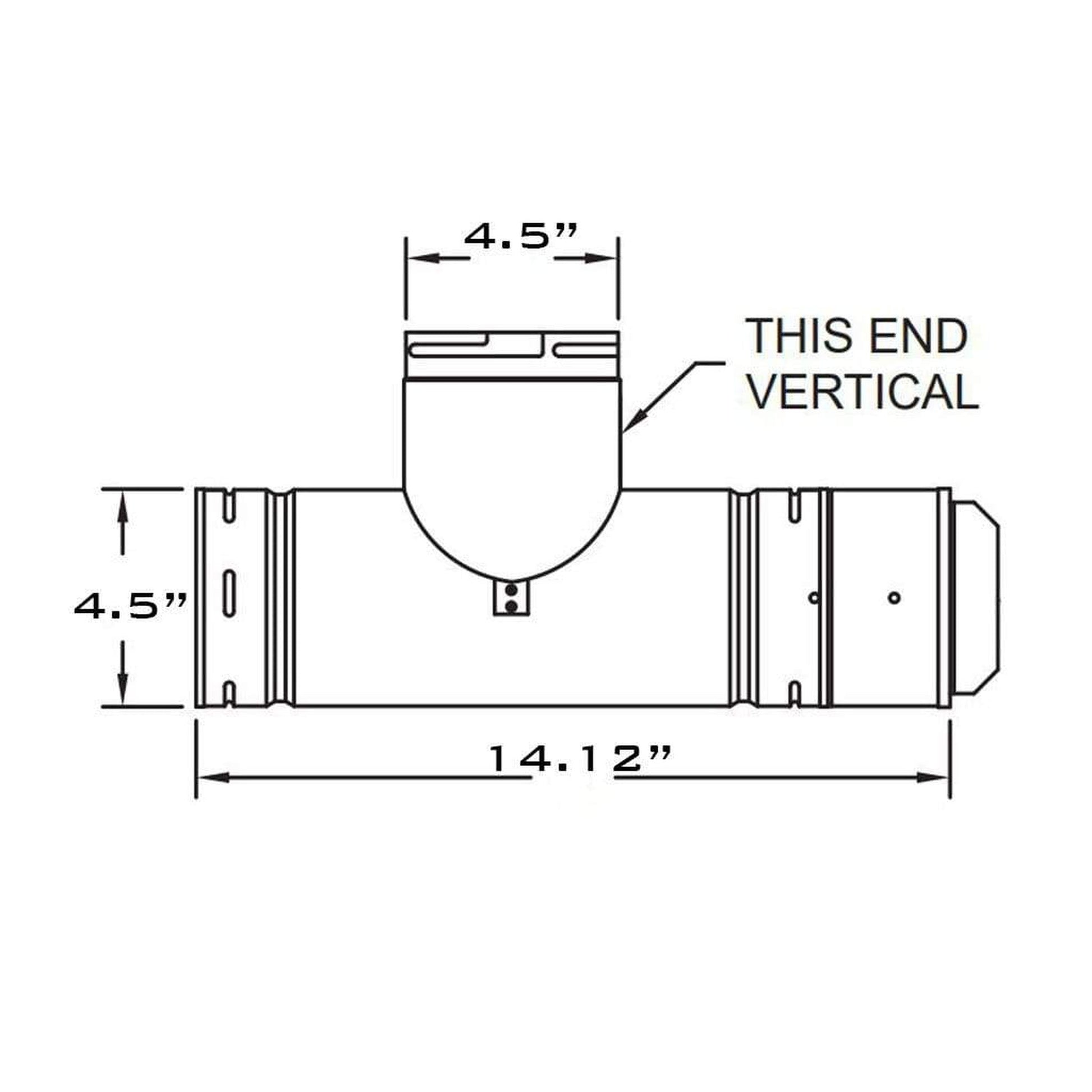 Metal-Fab Biomass Chimney 4" Black Horizontal Cleanout Tee With Tee Cap