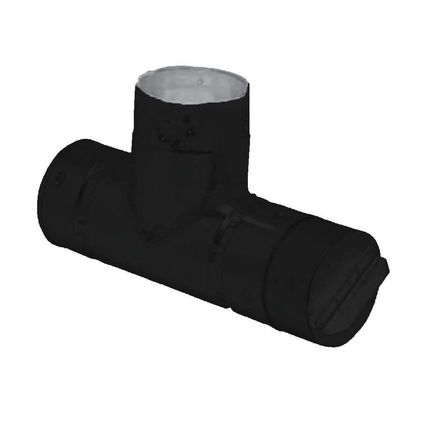 Metal-Fab Biomass Chimney 4" Black Horizontal Cleanout Tee With Tee Cap