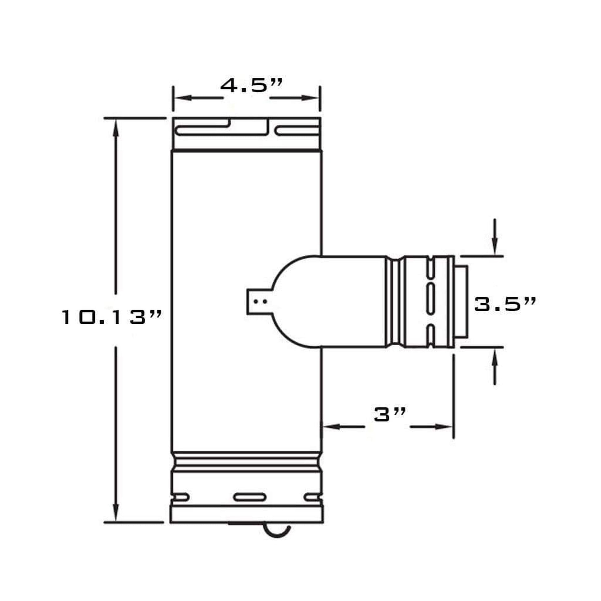 Metal-Fab Biomass Chimney 4" x 3" Black Reduced Tap Tee With Adapter