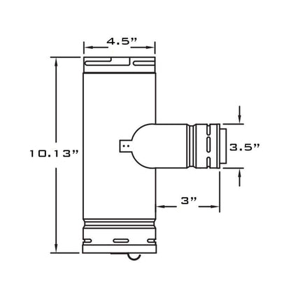 Metal-Fab Biomass Chimney 4" x 3" Black Reduced Tap Tee With Adapter