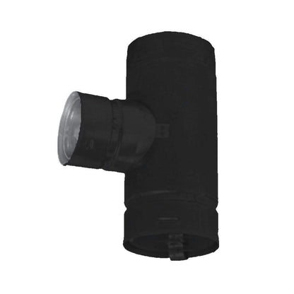 Metal-Fab Biomass Chimney 4" x 3" Black Reduced Tap Tee With Pull-Off Cap