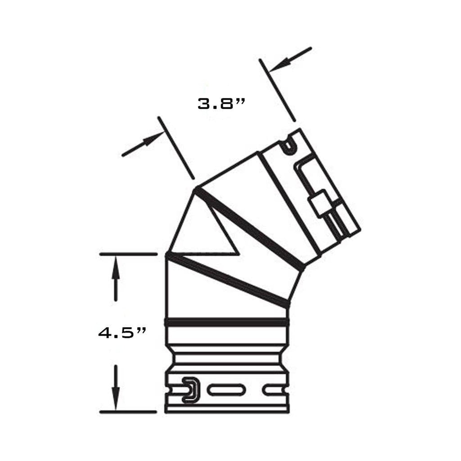 Metal-Fab Biomass Chimney 4" x 45 Degree Black Elbow Pipe