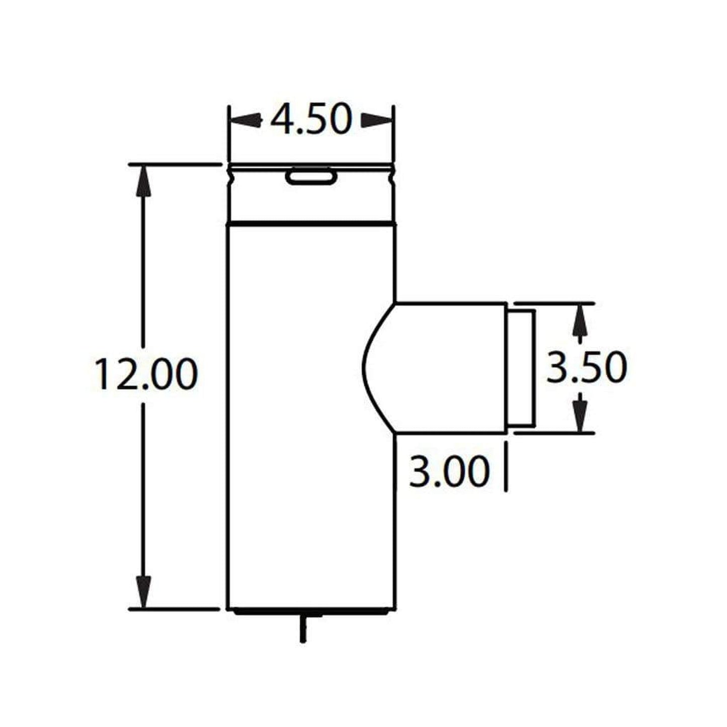 Metal-Fab Premium Biomass 4" to 3" Diameter Black Reduced Tap Tee With Adapter