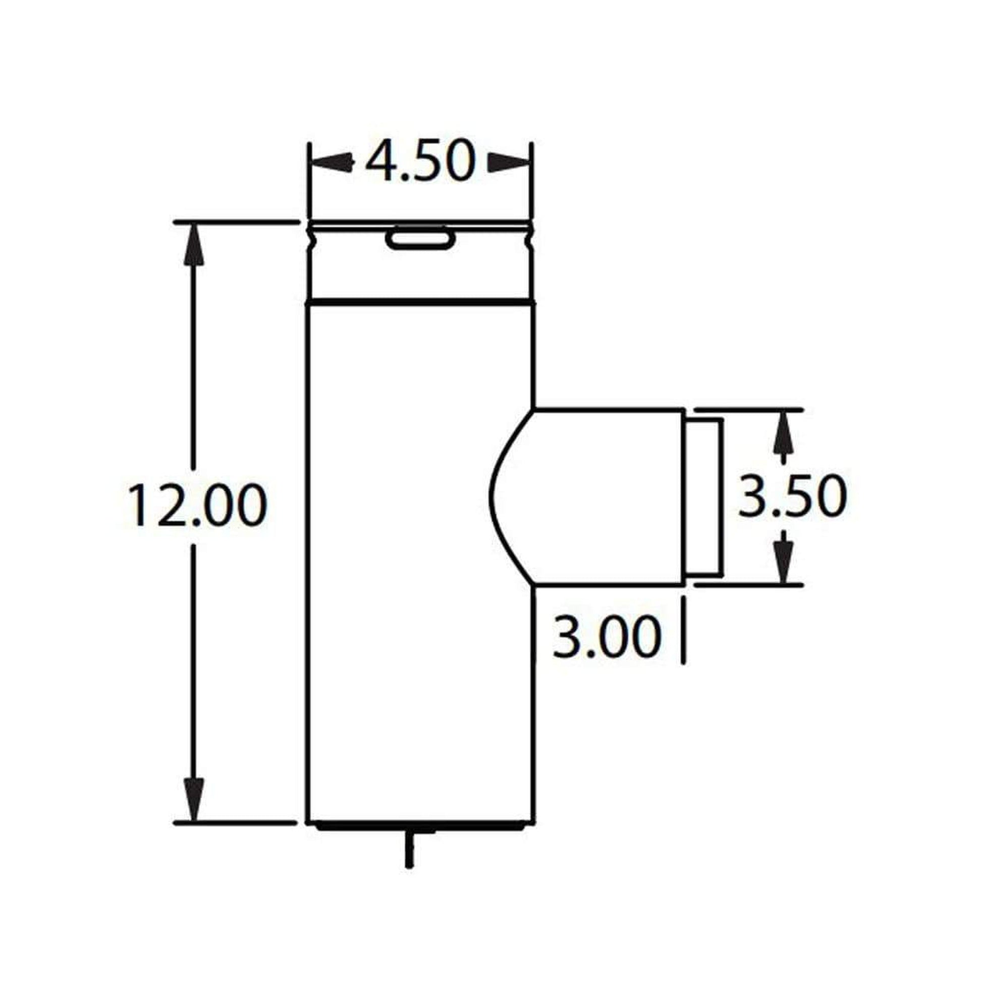 Metal-Fab Premium Biomass 4" to 3" Diameter Black Reduced Tap Tee With Adapter