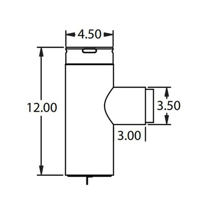 Metal-Fab Premium Biomass 4" to 3" Diameter Black Reduced Tap Tee With Adapter