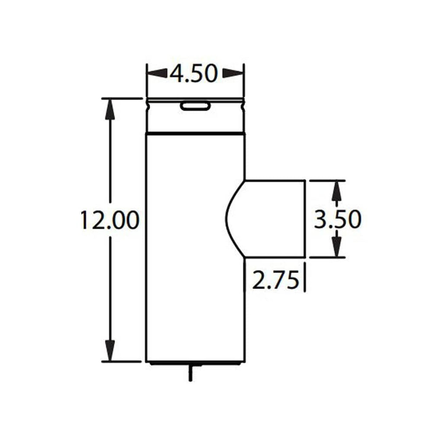 Metal-Fab Premium Biomass 4" to 3" Diameter Black Reduced Tap Tee With Pull-Off Cap