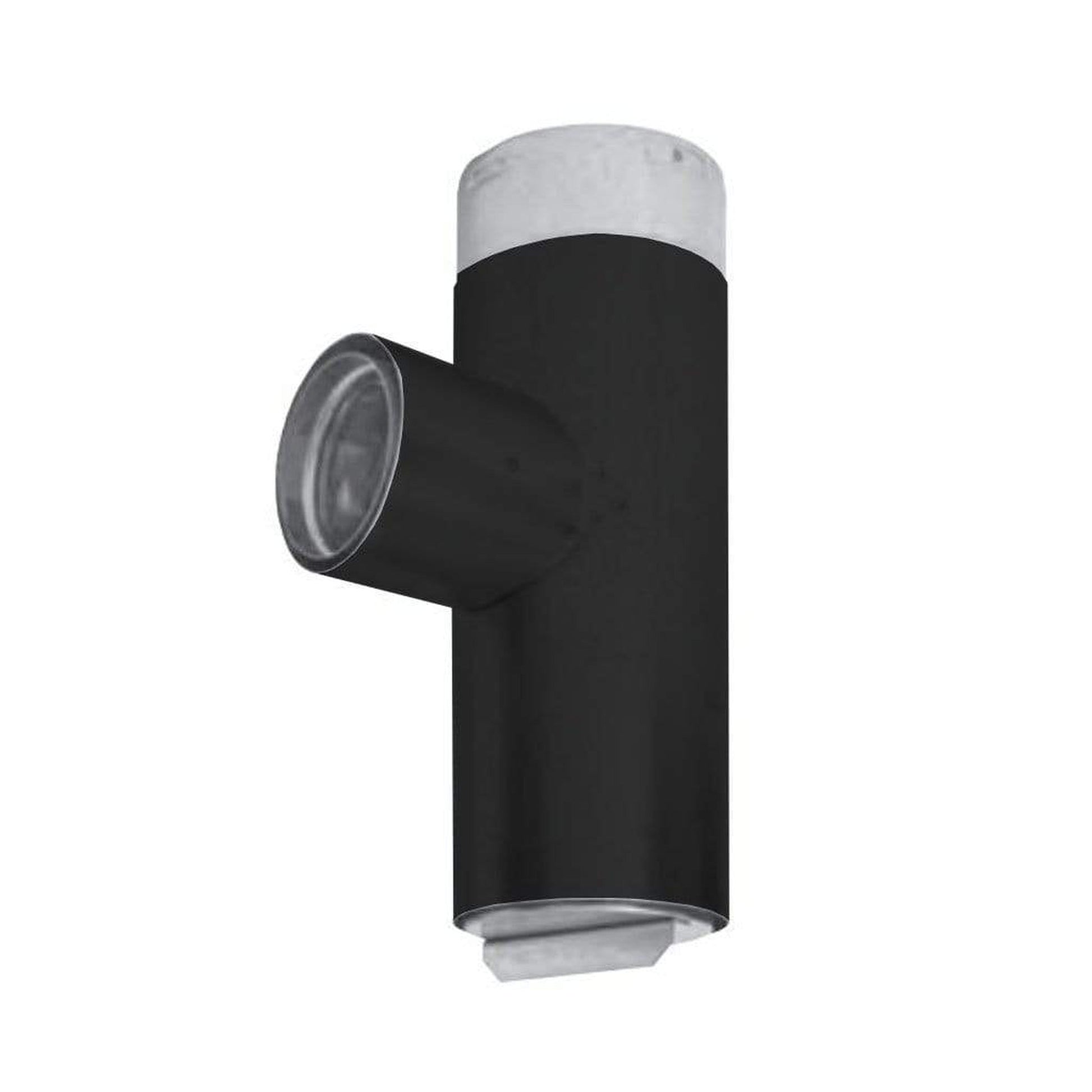 Metal-Fab Premium Biomass 4" to 3" Diameter Black Reduced Tap Tee With Pull-Off Cap
