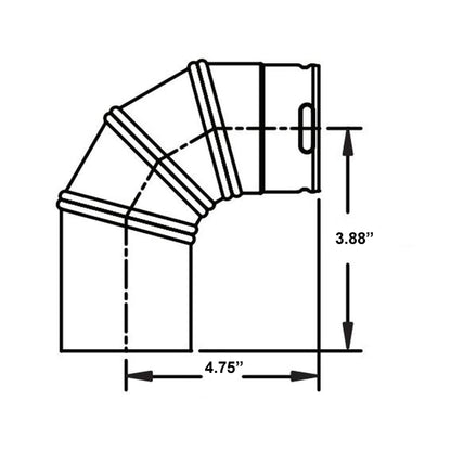 Metal-Fab Premium Biomass 4" x 90 Degree Black Elbow Pipe