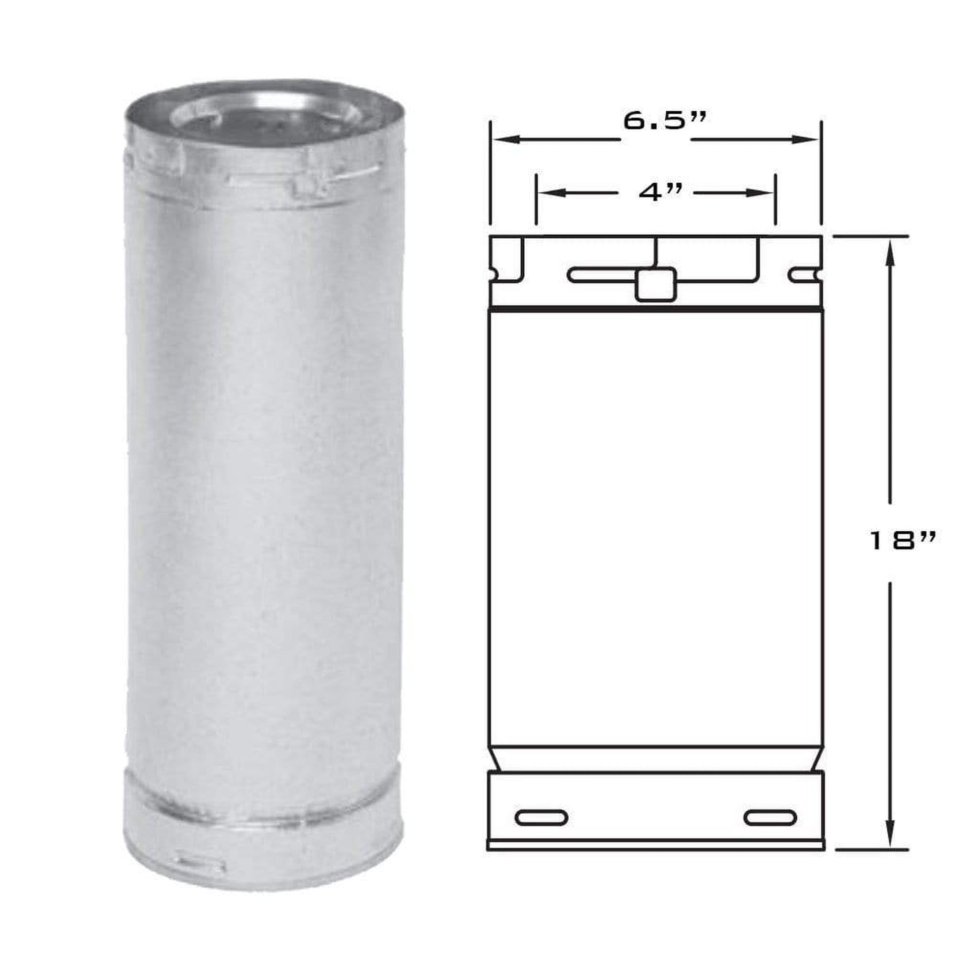 Metal-Fab Sure-Seal Direct Vent 4" x 18" Black Straight Length Pipe