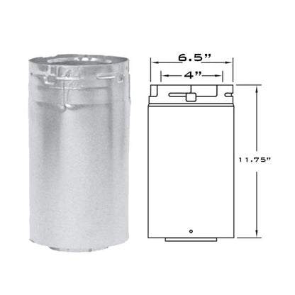 Metal-Fab Sure-Seal Direct Vent 4" x 3 to 10" Black Variable Adjustable Length Pipe