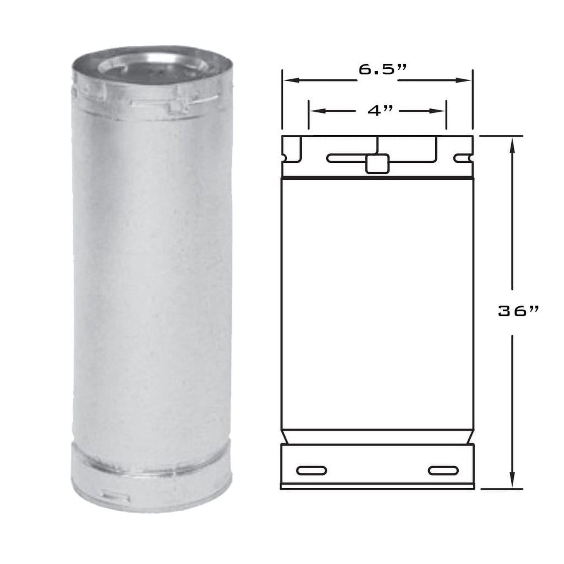 Metal-Fab Sure-Seal Direct Vent 4" x 36" Black Straight Length Pipe