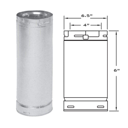 Metal-Fab Sure-Seal Direct Vent 4" x 6" Black Straight Length Pipe