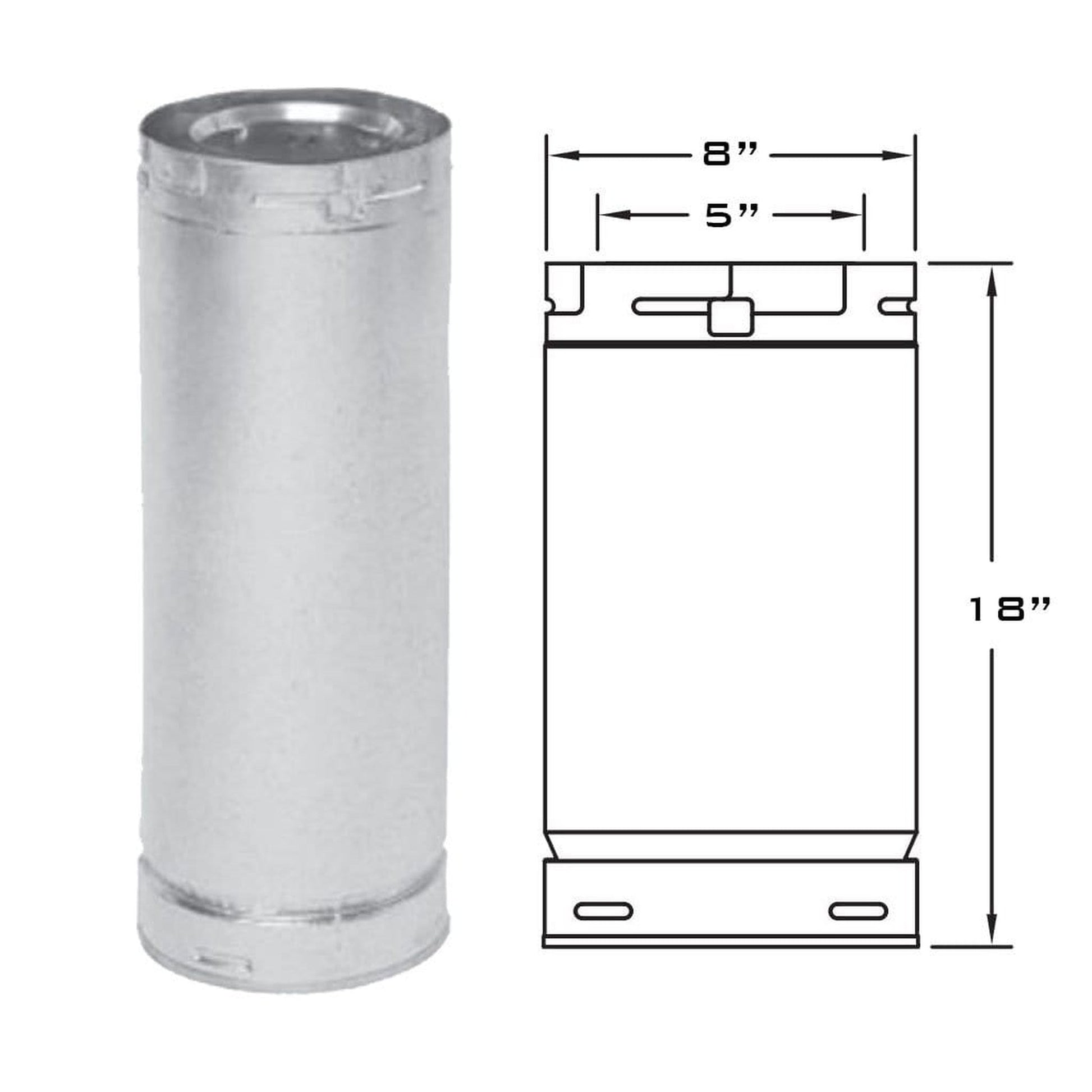 Metal-Fab Sure-Seal Direct Vent 5" x 18" Black Straight Length Pipe