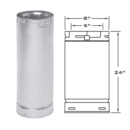 Metal-Fab Sure-Seal Direct Vent 5" x 24" Black Straight Length Pipe
